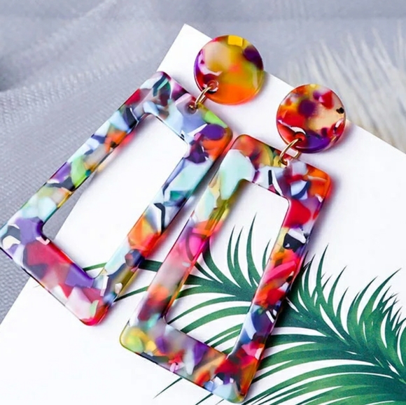 Jewelry - Geometric Acrylic Fashion Statement Drop Earrings